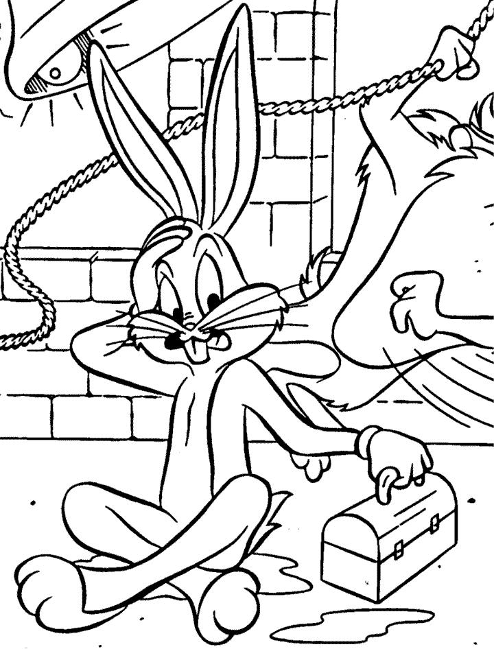 coloriage bugs bunny prends un coup sur la tete